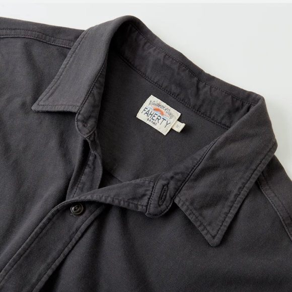 Faherty Seasons Regular Fit Long Sleeve Gray Cotton Knit Button Down Shirt Sz L - Picture 3 of 7